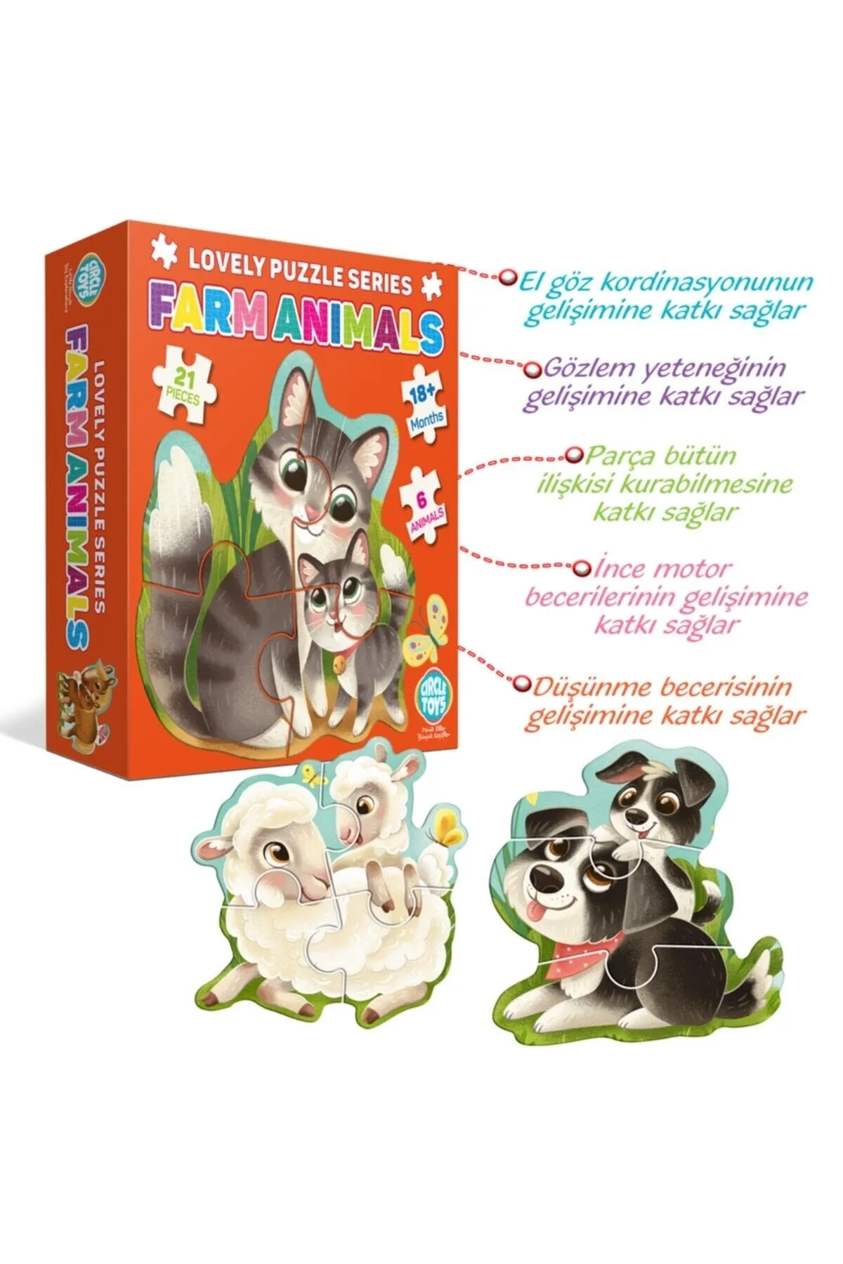 Sevimli%20Çiftlik%20Hayvanları%20Puzzle%2018%20Ay+%2021%20Parça