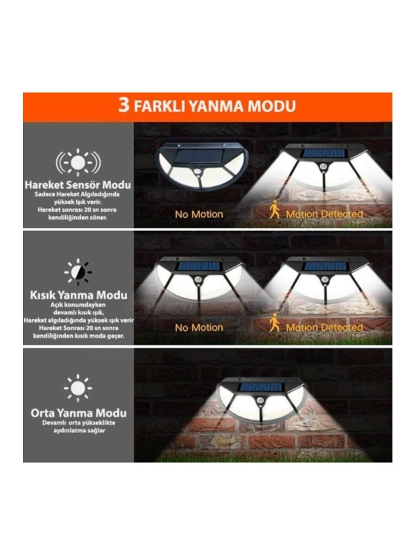 Solar%20Güneş%20Enerjili%20122%20Cob%20Ledli%203%20Modlu%20Hareket%20Sensörlü