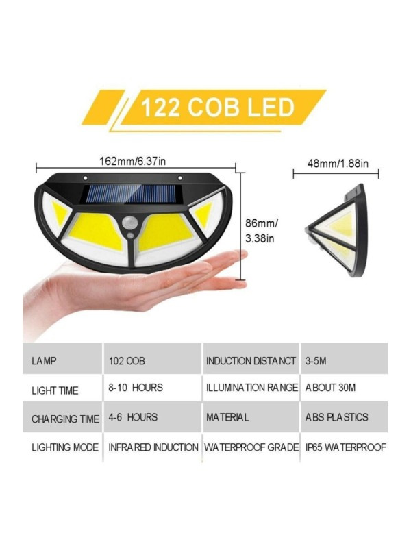 Solar%20Güneş%20Enerjili%20122%20Cob%20Ledli%203%20Modlu%20Hareket%20Sensörlü