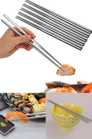 Metal%20Chopstick%205%20Çift%20Paslanmaz%20Çelik%20Çin%20Çubuğu%2023%20cm