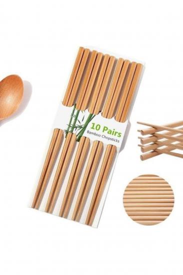 Çin Yemek Çubukları Chopsticks (10 Çift) Bambu