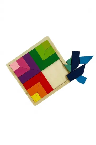 Ahşap Renkli Tangram 24 Parça Zeka Oyunu