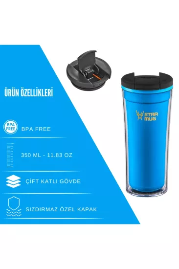 Sızdırmaz Çift Katmanlı Termos Bardak Mug 350 ml