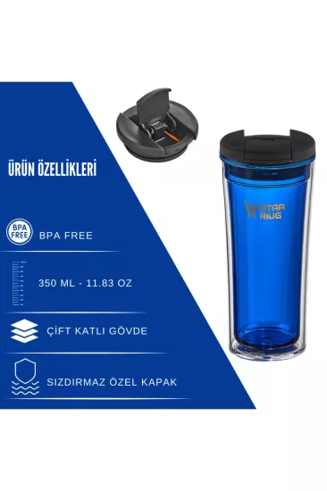 Sızdırmaz Çift Katmanlı Termos Bardak Mug 350 ml