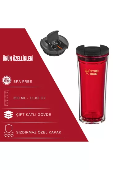 Sızdırmaz Çift Katmanlı Termos Bardak Mug 350 ml