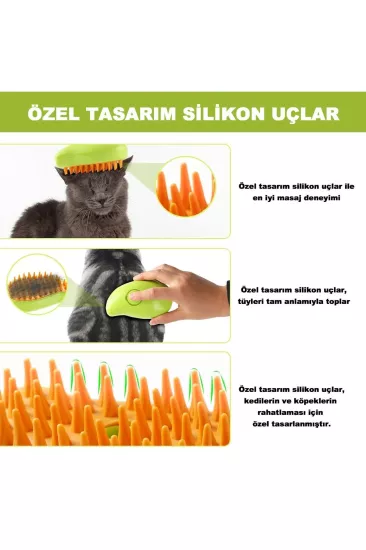 Buharlı Şarjlı Kedi Köpek Tüy Tarama Fırçası 