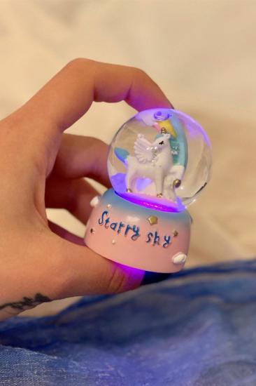 Mini Boy Unicorn Starry Sky Işıklı Kar Küresi