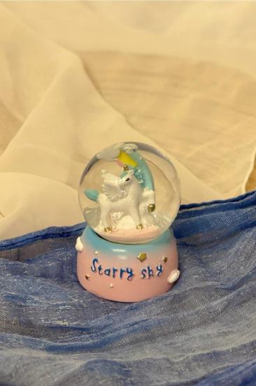 Mini Boy Unicorn Starry Sky Işıklı Kar Küresi